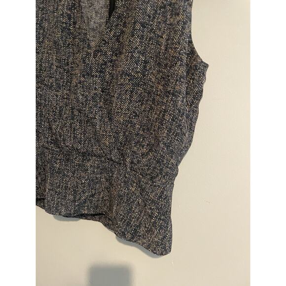 THEORY Blue White Beige Print‎ CAMARA 100% Silk Peplum Shirt Top Womens sz P/TP - Picture 4 of 7